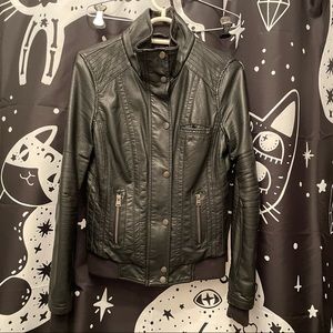 Black Faux Leather Moto Jacket by Garage Size Medium
